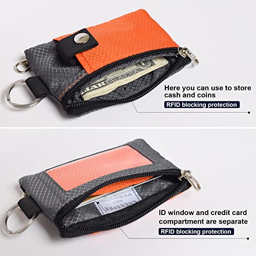 Image of CHENSPRX Minimalist RFID Blocking Small Wallet with ID Window,WaterResistant Zip Id Case Wallet with Lanyard Keychain for Cards,Cash,Travel,Women,Men