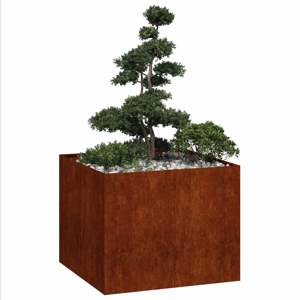 Blumenkasten, rostend, 100 x 100 x 80 cm, Corten-Stahl, robust und langlebig, für Gemüse, Kräuter und Garten