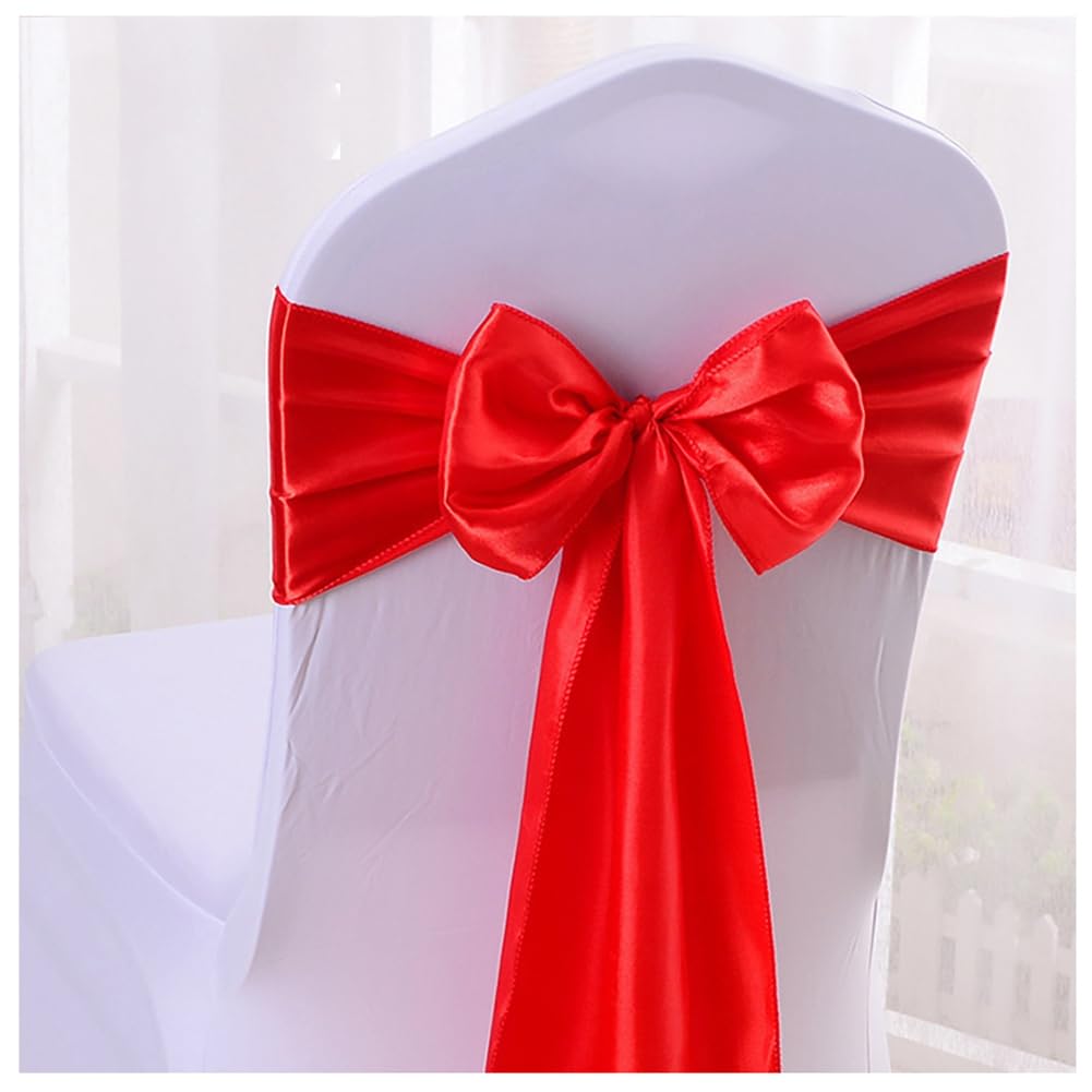 50 Stück Satin Stuhlschärpen Stuhlhusse Hochzeit Stuhl Deko Schleife Partystühle Bänder Mehrfarbig Stuhlknoten für Weihnachten Hochzeit Geburtstag Bankett Party Stuhldekoration Rot