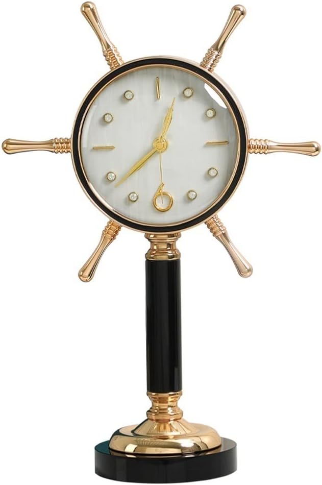 FMURY Metal Desk Clock Living Room Entrance Mute Desk Clock Bookshelf Wine Cabinet Home Abstract Art Ornaments(D)