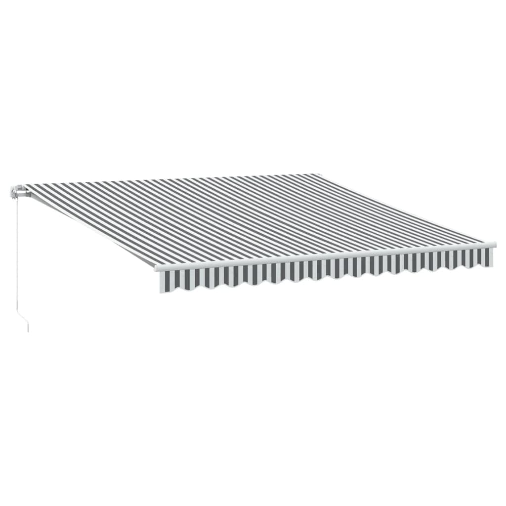Festnight Store Banne Manuel 4x3,5 Auvent de terrasse Auvent Rétractable à Bras Repliable Store Balcon pour Resto,Café -Anthracite et blanc-400 x 350 cm