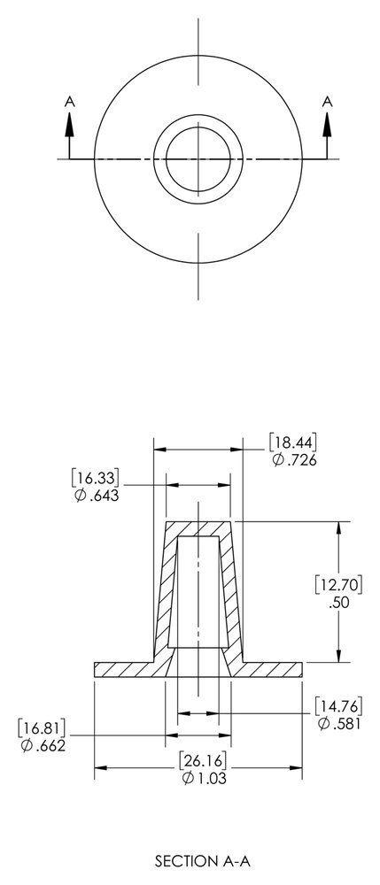 Caplugs 99394839 Plastic Tapered Cap and Plug with Wide Flange W-8, PE-LD, Cap OD 0.581