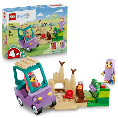 LEGO Bluey Grannies with Bingo and Bluey - Educational Toy w/Car 2 Minifigures & a Garden - Montessori Set - Birthday Gift for 4+ Year Old Girls & Boys - 11216