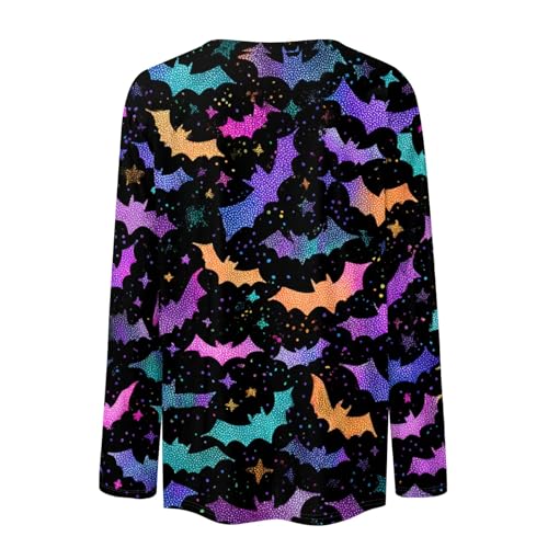 Halloween Shirts for Women Long Sleeve Plus Size Fashion Crewneck Comfortable Tshirts Halloween Costumes for Women