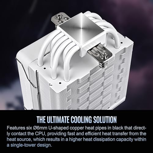 Image of Thermaltake ASTRIA 400 ARGB CPU Cooler; 6 Copper Heat Pipes; 120mm PWM Fan; 500~1800RPM; Single Tower; Intel /AMD; 230W TDP; White; CL-P138-CA12SW-A