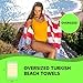 HAVLULAND Turkish Beach Towel Set of 6 - Sand Free - 100% Organic Oversized Turkish Towel - Quick Dry Towels for Beach, Picnic, Blanket or Bath Towel - Lightweight Towels for Travel, Camping & Pool