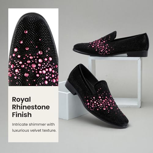 Image of Amali Men's Embellished Velvet Tuxedo Loafers, Smoking Slippers