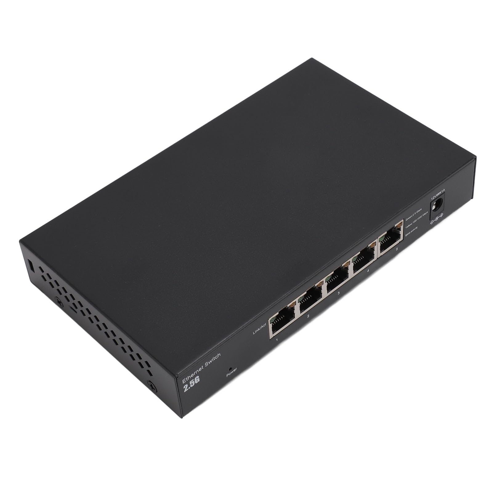 Switch di rete Gigabit Ethernet a 5 porte, migliora l'efficienza di inoltro 100-240 V in lega di alluminio 5 porte 2.5G Switch porta di rete per ufficio (BROLEOonseiyg0gm-12)