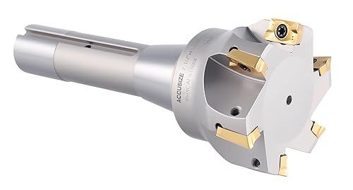 Miniatura 4 de Accusize Industrial Tools 2-12 '' Diámetro de corte por 6-18 '' Oal 90 grados R8 Shank indexable End Mill con 6 insertos de carburo Apkt1604,