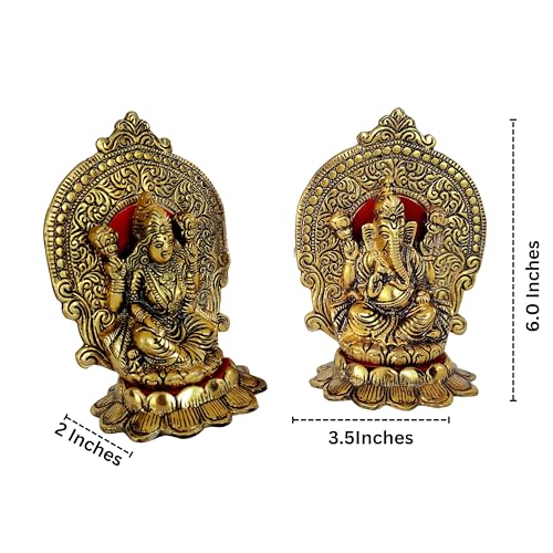 Estatua de Lakshmi y Ganesh en flor de loto decorativa miniatura 2
