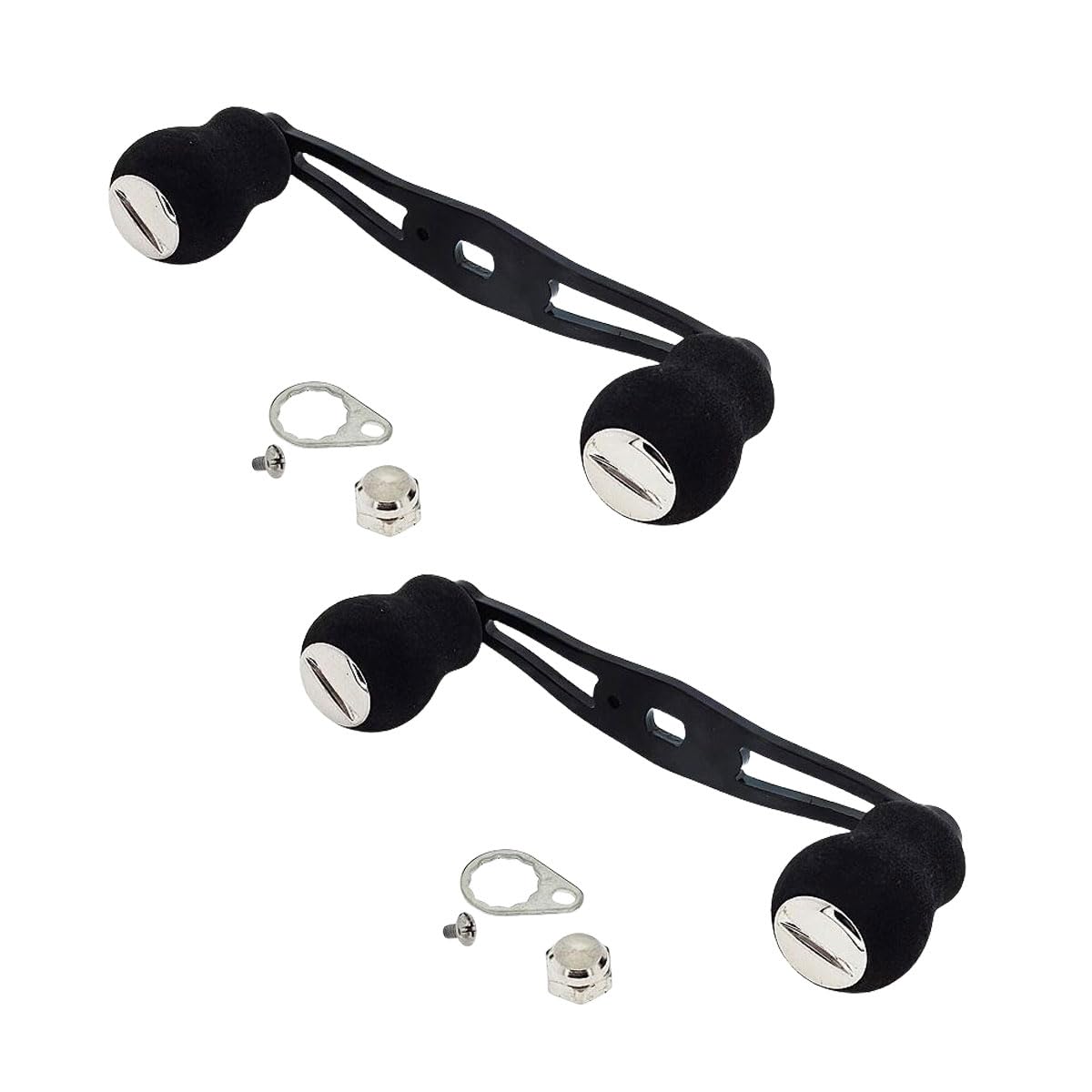 UCCKEYI 2PCS Fishing Reel Handle, Replacement Fishing Baitcast Reel Handle Rocker with EVA Handle Grip for Abu Garcia Daiwa Baitcasting Reel, Left or Right Side Installation, Black