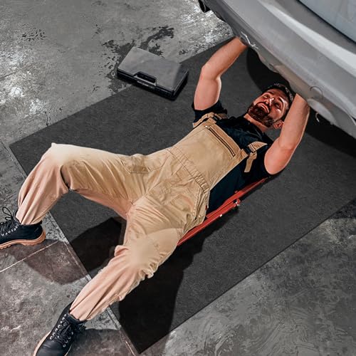 Drydiet 4 Pcs 36 x 72 Inch Garage Floor Mat Under Car Oil Spill Mat Driveway Mats Oil Leak Absorbent Oil Pad Waterproof Mechanic Rubber Backing Layer Folding Oil Catcher Reusable Creeper Protect Floor - Thumbnail 6