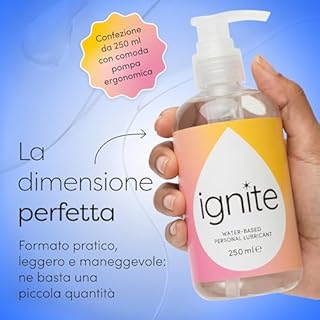 Ignite Lubrificante intimo sessuale a base di acqua - Gel lubrificante a lunga durata - privo di fragranze senza parabeni pH bilanciato - vegano - per rapporti intimi - formato convenienza 250ml