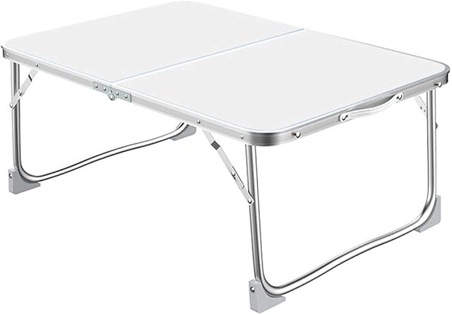 Folding Desk, Small Computer Desk Home Office Desk Foldable Table Study Writing Desk Workstation, Picnic Camping Table with 4 Anti-slip Feet, for Eating , Reading, Watching Movie on Bed Sofa (White)