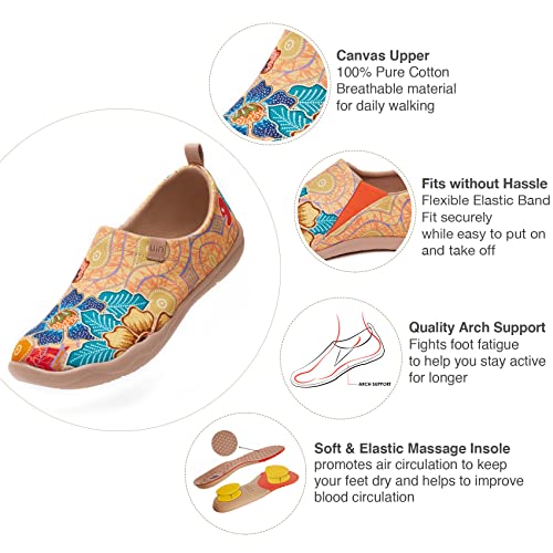 Image of UIN Women's Slip On Shoes Colorful Comfortable Lightweight Art Travel Sneakers Casual Floral Stylish Everyday Loafers