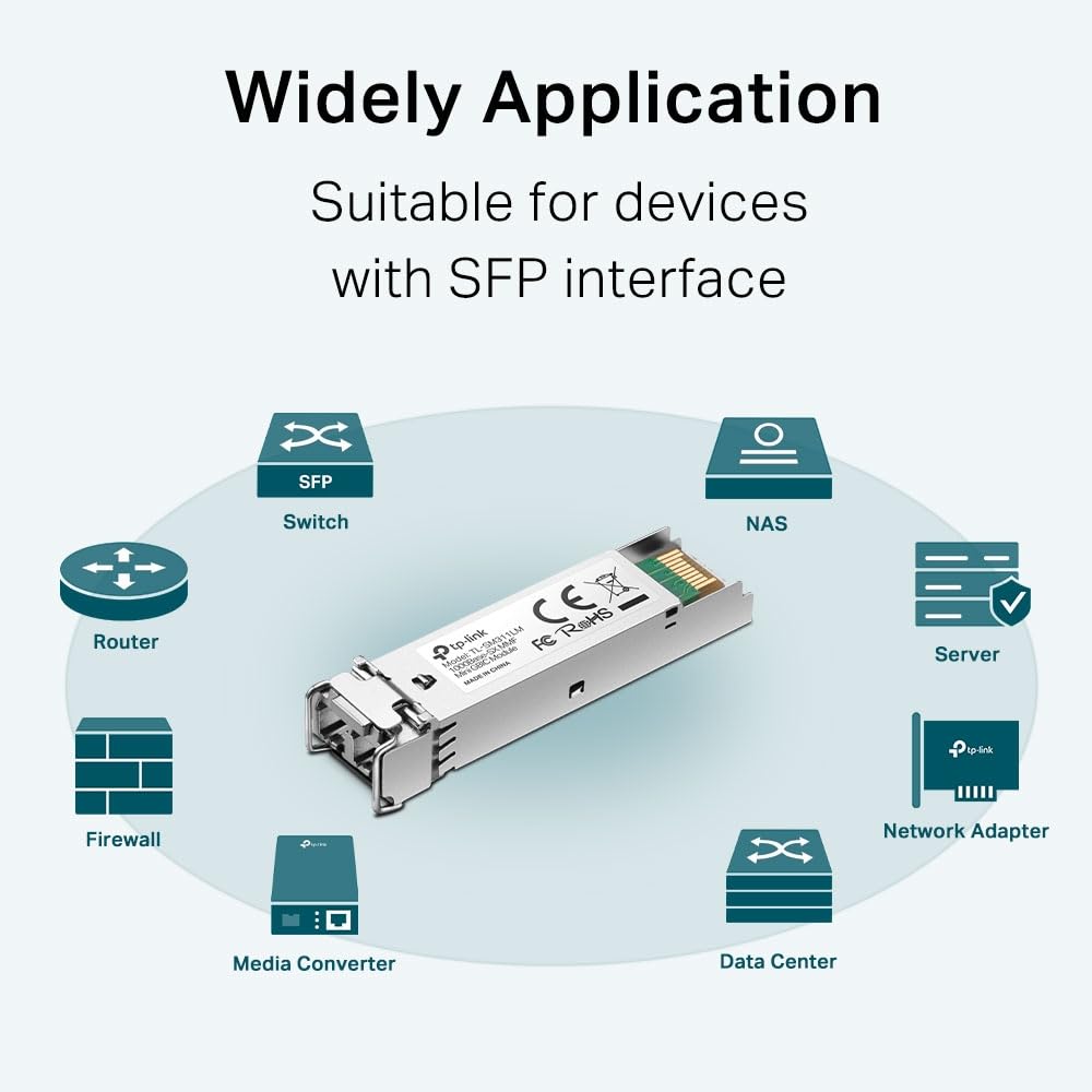 TP-Link Module SFP Gigabit, Module Mini GBIC Fibre multimode 1000Base-SX, Plug and Play, Interface LC/UPC, Distance jusqu'à 550/220 m (TL-SM311LM)