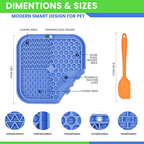 2 Pack Licking Mat Green-Blue Plus Orange Spatula For Dogs And Cats - Silicone Dog Lick Mat Treat & Pet Food Mat, Lick Mats With Suction Cups For Dog Anxiety Relief, Grooming & Boredom Buster #TOP1