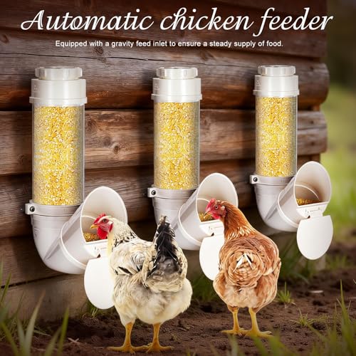 Svauoumu Mangeoire Poules,Hangable Mangeoire Poules Anti Nuisible 4L, PVC Mangeoire Poule Automatique avec sans Gaspillage, Mangeoire Automatique Poule pour Poulet,Canard,Turquie,Oie,Caille,Pigeon – vue 9