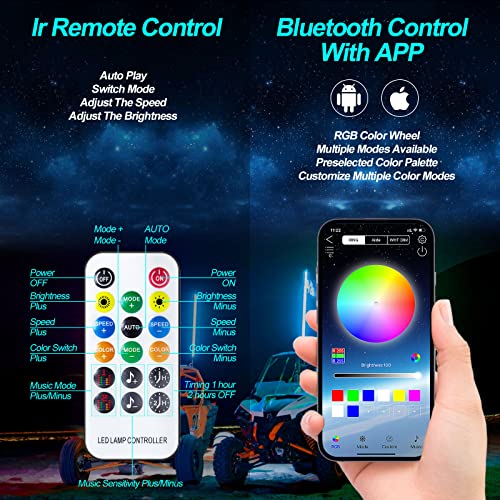 2Pcs 3Ft Led Whip Lights,Rf Wireless Remote,500 Kinds Patterns 600 Kinds Of Color Combinations,Rgr Chasing Lighted Antenna Whips,For Utv, Atv, Off Road, Truck, Sand, Buggy Dune, Rzr. #TOP2