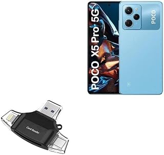 BoxWave Smart Gadget Compatible with Xiaomi Poco X5 Pro - AllReader SD Card Reader, microSD Card Reader SD Compact USB - Jet Black