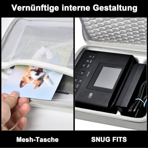 casmilee Hart Tasche für Canon SELPHY CP1500/CP1300/CP1200 Mini Mobiler Fotodrucker und Farbtinten Papierset mit Verstellbarem Schultergurt - Nur Tasche (Weiß)