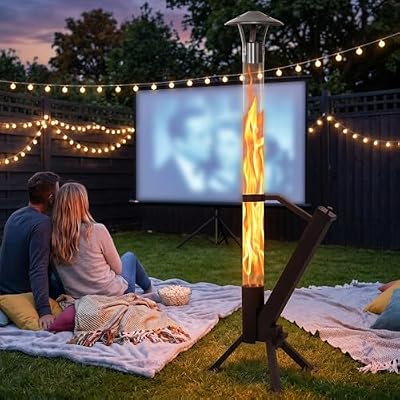 StarEcho Wood Pellet Fire Stoves with Heat Reflector – Portable Smokeless Firepit, Stainless Steel Fire Glass Tube for Outdoor, Backyards, Gardens, Terraces & Camping (Matte Black)