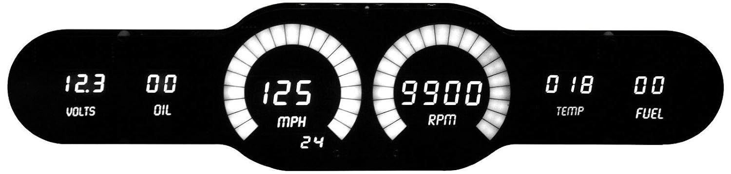 Universal Digital 6-Gauge LED Panel for Cars & Trucks – Bright White Bargraph Sweeps – Complete Kit for Precision Accuracy – USA Made – Model DP10004W