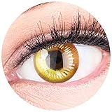 Farbige Gelbe Kontaktlinsen Anime Yellow Circle Lenses Heroes Of Cosplay Stark Deckend Ohne Stärke mit gratis Linsenbehälter