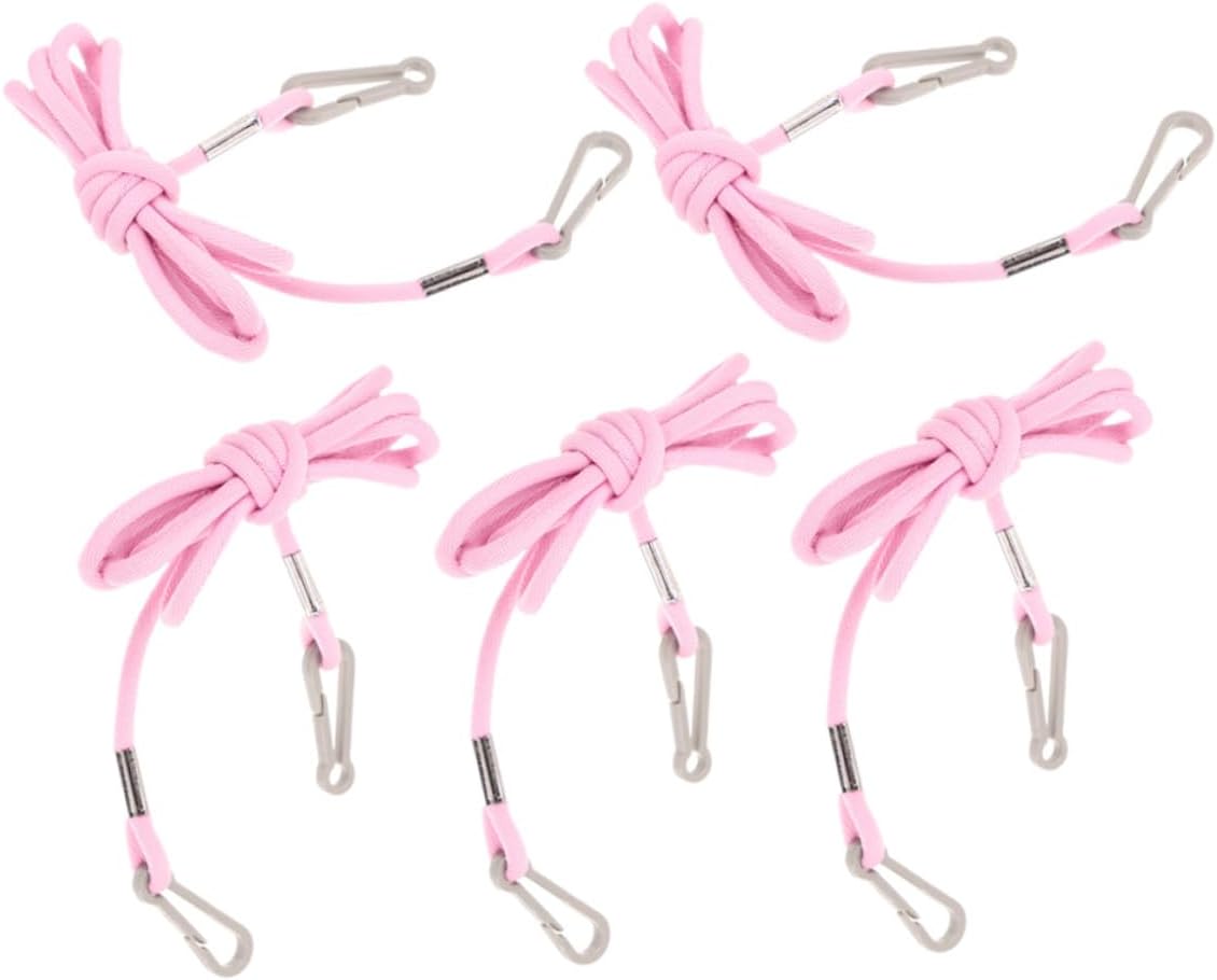 GANAZONO 5pcs Adjustable Pink Nylon Mitten Clips with Lanyard Design, Portable Glove Holder Clips for Winter Everyday Use