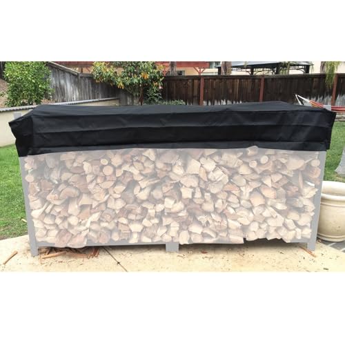 StorMaster 8 ft Black Heavy Duty Oxford Cloth Firewood Rack Top Cover (Adjustable, Not Full Cover)