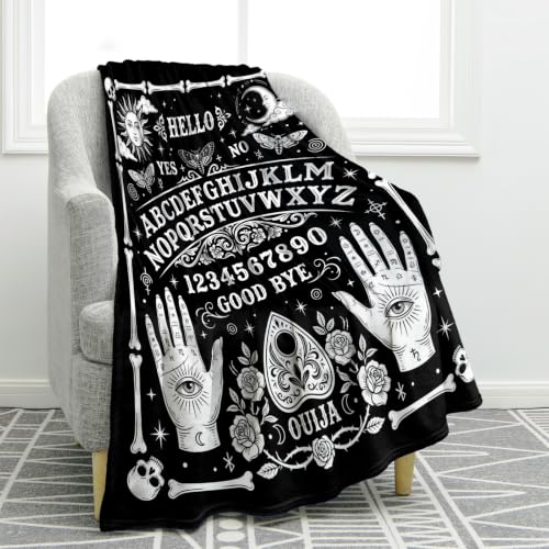 Jekeno Ouija Board Blanket Spooky Goth Decor Black 60"x80"