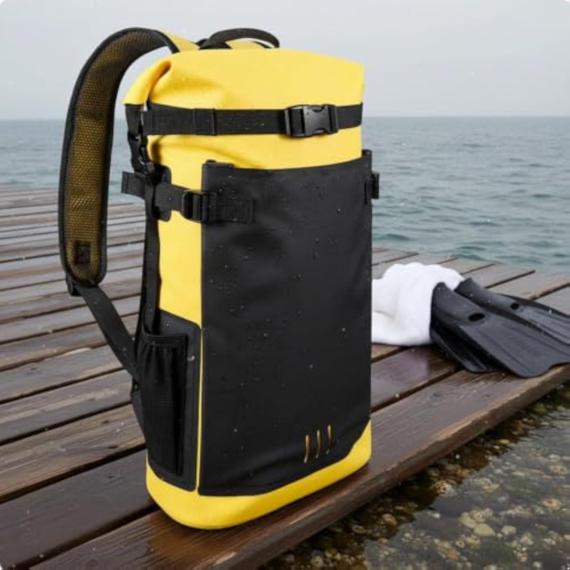 Lightweight Fold-Over Waterproof Backpack for Outdoor Use