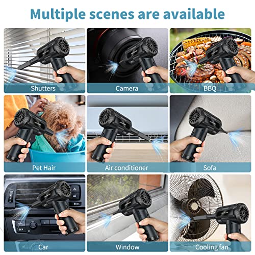 Compressed Air Duster,Electric Duster 110000Rpm Air Blower For Computer Replace Canned Air Can Keyboard Cleaner Pc Air Dusters Compressed Air Electric,3 Speeds-Powerful 7600Mah #TOP2