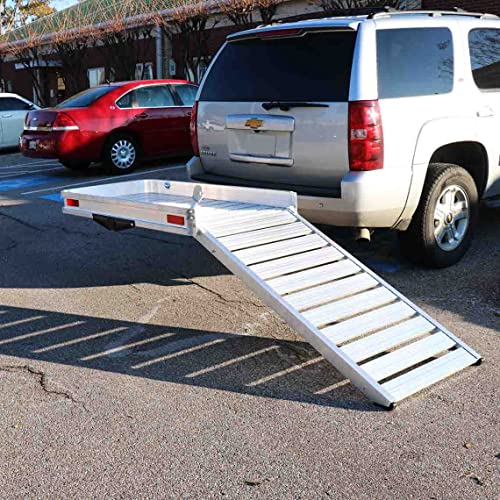 Hitch Mounted Aluminum Carrier With Ramp For Mobility Wheelchairs And Scooters #TOP4