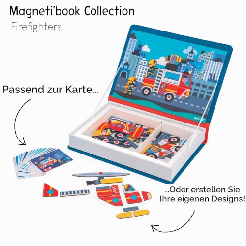 Janod - Magnéti'Book - Die Feuerwehr - Magnetisches Lernspiel 60 Magnete + 18 Vorlagen - Kinderspielzeug aus FSC-Pappe - Fördert… – Ansicht 7
