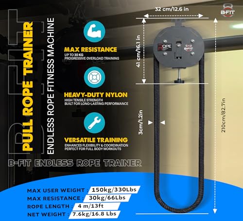 Image of B Fit Pull Rope Fitness Rope Training Endless Trainer Training Endless Rower Machine Gym Equipment Exercise. (E002)