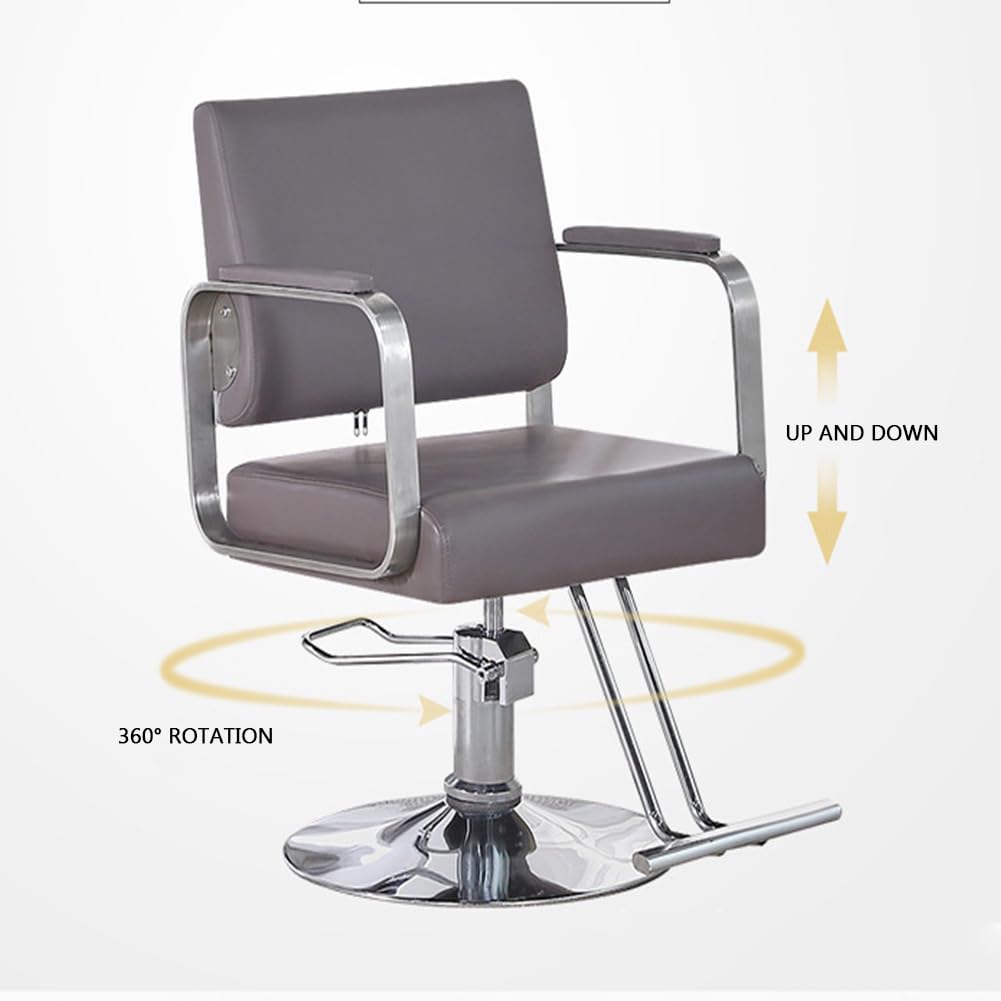 Silla de peluquería hidráulica ajustable de alta calidad, muebles modernos para salón de belleza, giratorio de 360°, soporta 150 kg, color marrón, estética elegante para profesionales de peluquería