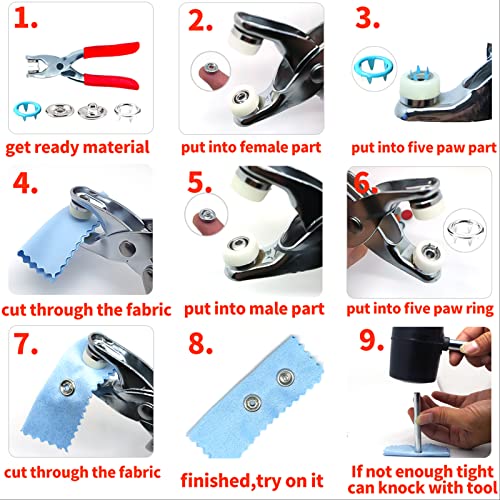 Lida Oro Prong Ring Snap Button Kit,1200 Pcs Metal Snaps With Snap Fastener Tool For Clothing,Crafting,Leather,Sewing(15 Colors,9.5Mm） #TOP6