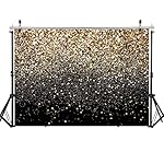 WOLADA Black and Gold Backdrop Golden Glitter Backdrop for Photography Wedding Birthday Baby Shower Party Photo Studio 7x5FT 11176 - Image 2