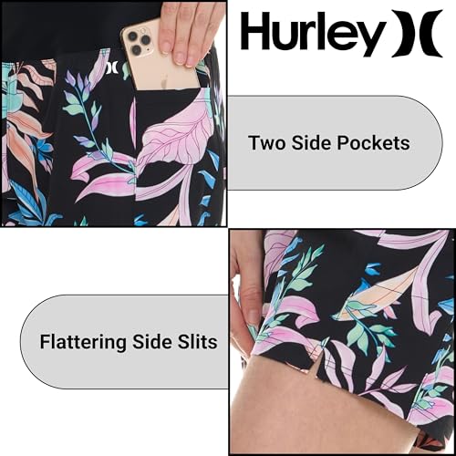 Image of Hurley 5 inch /7 inch High Waisted Swim Shorts Women, Board Shorts with Pockets & Inner Liner, Quick Dry Swim Trunk, UPF 50+