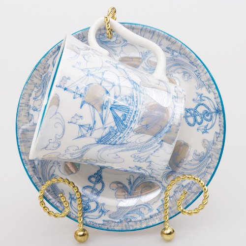 Imperial / Lomonosov Porcelain Mug W/ Saucer "Brigantine" #TOP2