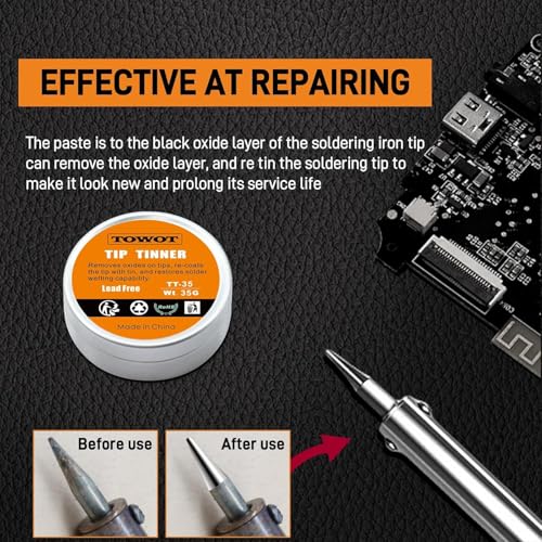 Image of TOWOT Tip Tinner For Electronics Soldering, Iron Tip and Re-Tinning Solution,35g