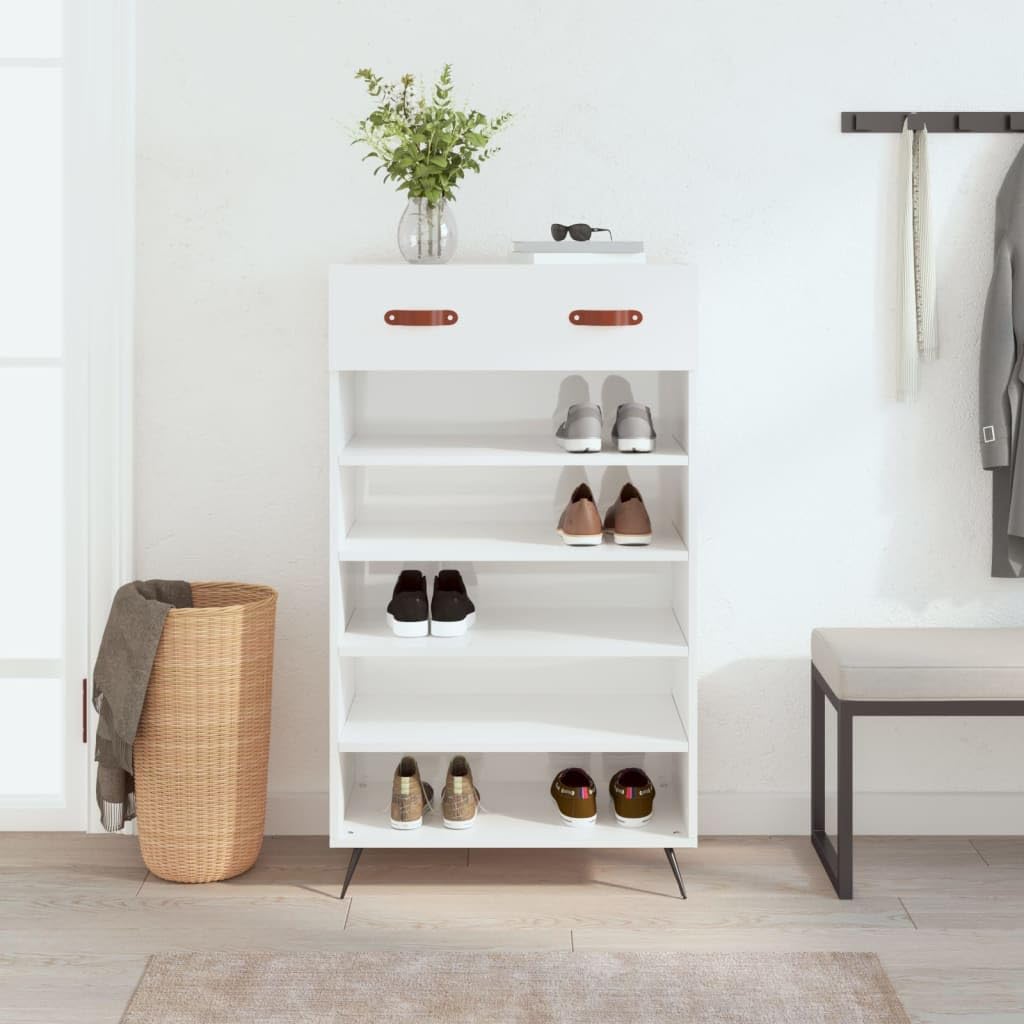 Zapatero de madera blanco brillante de alta estabilidad para dormitorio