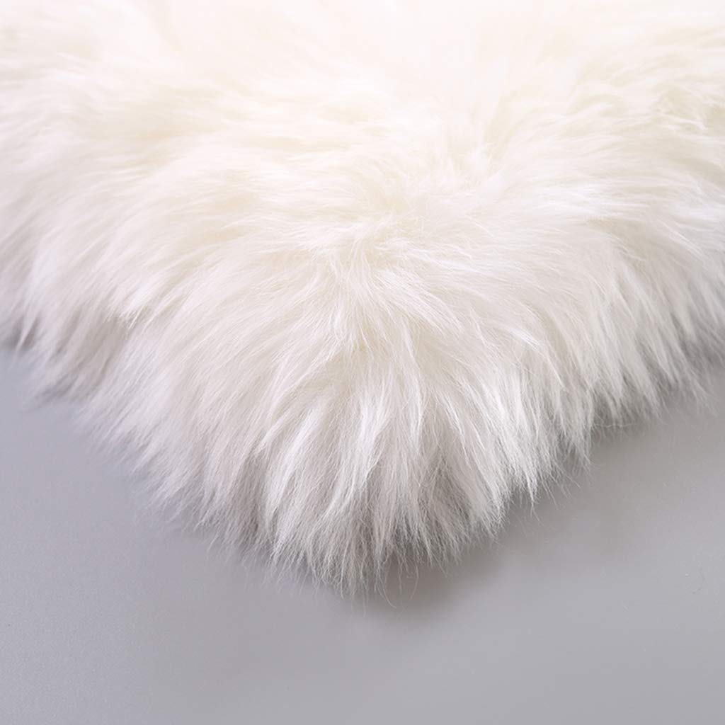 Cojín de Piel de Oveja Natural, Suave y Afelpado para Silla de Oficina, Almohadilla Antideslizante Gruesa para Taburete, Funda acogedora para Asiento de Coche (Crema, 50 x 50 cm)