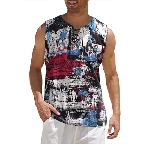 COOFANDY Men's Sleeveless Henley Beach Vest Cover