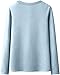 Kenhansion Long Sleeve Warm Pullover Tops Women Crewneck Layering Fleece Lined Undershirts Winter Casual Dressy Blouses (Light Blue 2,X-Large)