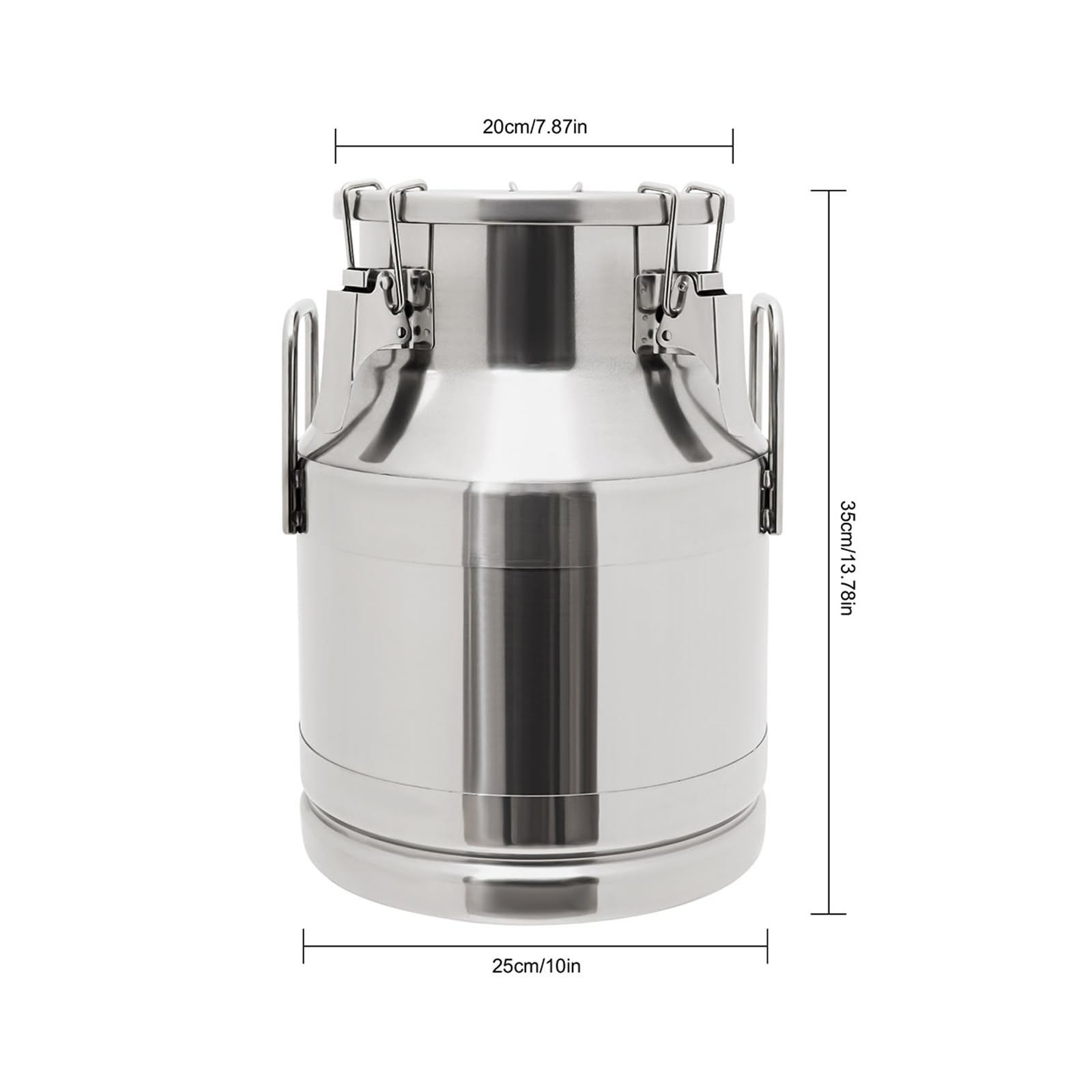Jarra de leche de acero inoxidable 10L 201 con tapa y asa de transporte, cubo sellado con junta de silicona para transportar líquidos o para guardar