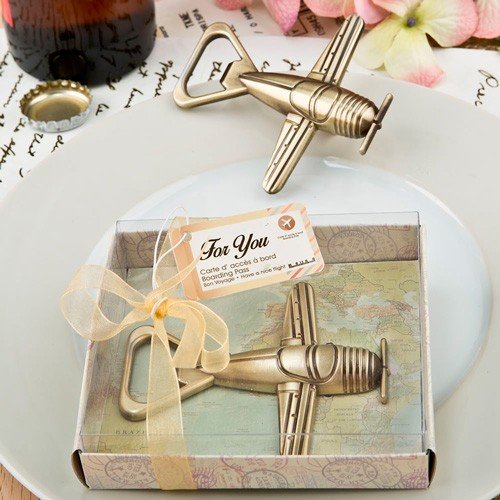 DISOK Abrebotellas Bon Voyage En Caja Regalo - Abridores, Abridor, Abrebotellas, Abre Botellas para Detalles de Bodas Originales, Baratos, Avión, Aviones, Avioneta. Detalles para Hombres