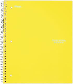 Five Star Caderno espiral, 1 assunto, papel pautado universitário, 100 folhas, 28 cm x 21 cm, amarelo (73475)