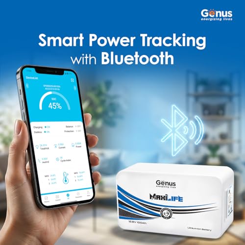 Image of Genus MaxiLife Lithium-Ion 100Ah / 1280Wh 12.8V LiFePO4 Inverter Battery with 12 Years Battery Life for Home & Office with 5 Years Full Warranty